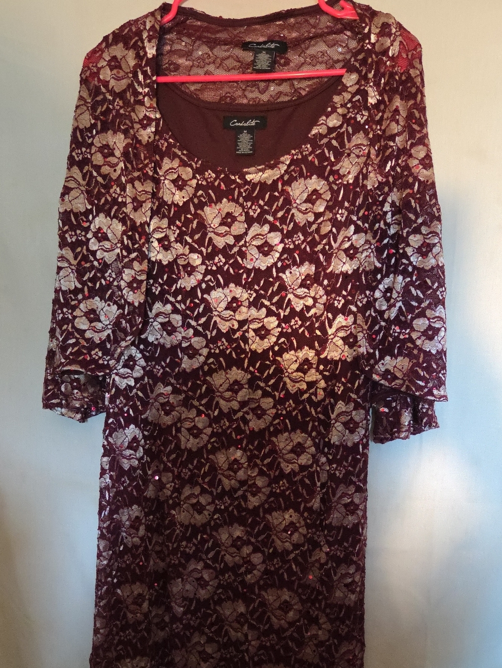 Burgundy Lace Overlay Dress